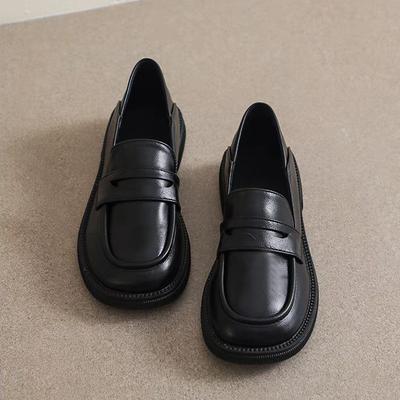 Британские маленькие кожаные туфли женские ретро туфли на плоской подошве однопедальные мокасины женские туфли большого размера