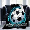 1PC Custom Name "Your Name Soccer Emblem" flannel blanket versatile,all-season throw suitable for the living room,bedroom,camping,travel,and gift