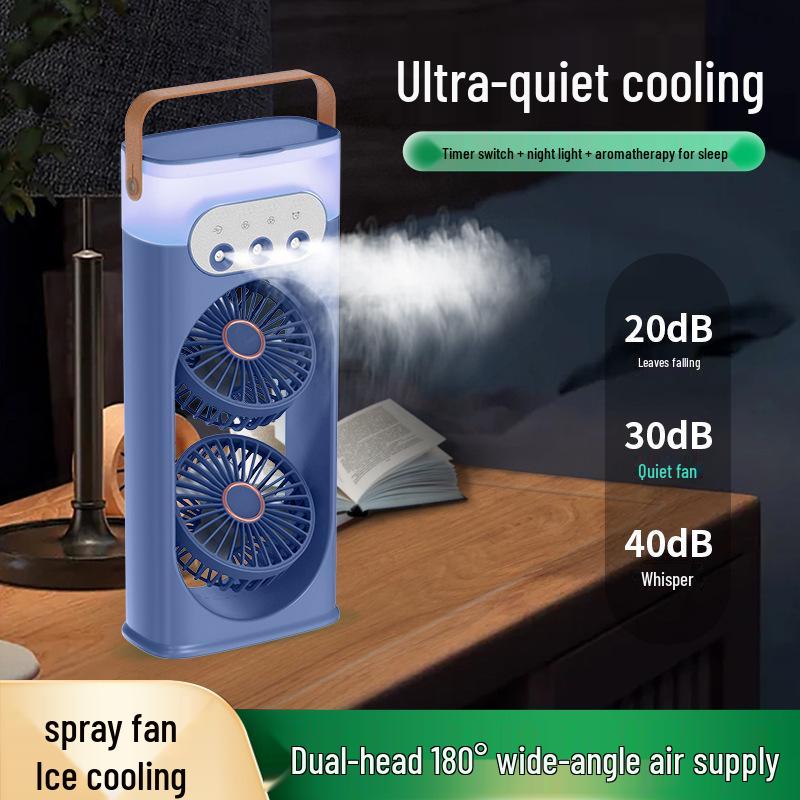 Portable Dual Head Desktop Air Conditioner Fan with Cool Mist