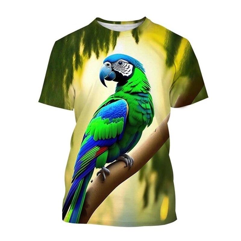 Fashion New Color Parrot Graphic T Shirts For Unisex Summer Trend Casual Tees Harajuku Printed O-neck Short Sleeve Top