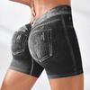 Sexy Imitation Denim Seamless Yoga Shorts for Women Running Sports Leggings Female Ruched Skinny Gym Fitness Short Pants