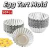 50Pcs Reusable Egg Tart Cup Mold Non-Stick Aluminium Alloy Kitchen Baking Mold Fluted Round Flower Shape Tart Muffin Molds