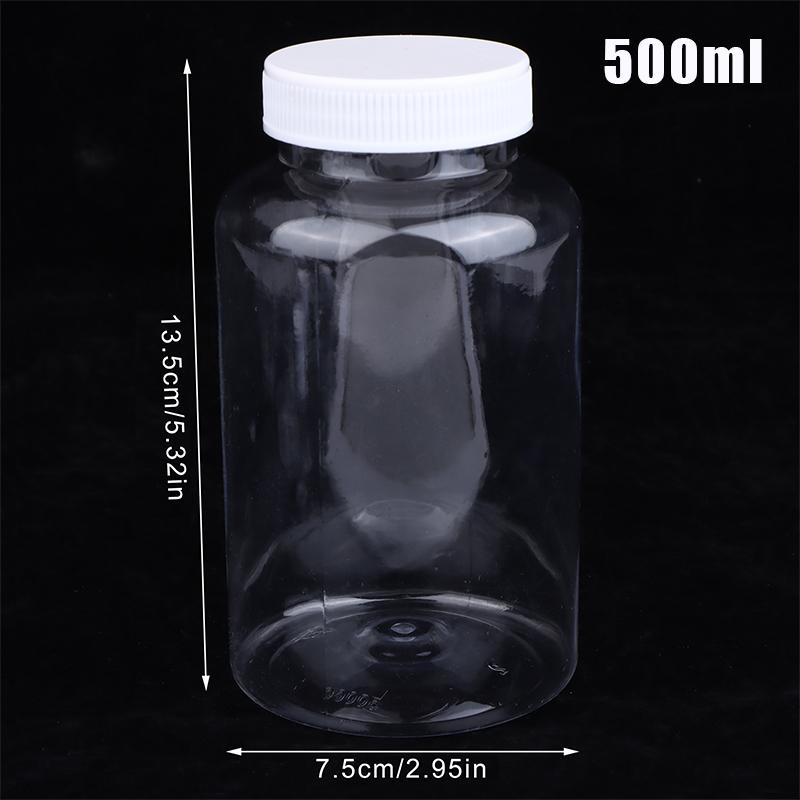 15-500Ml Transparent Plastic Bottle Wide Mouth Medicine Bottle With Screw Lid Seal Vials Liquid Reagent Container Food Grade