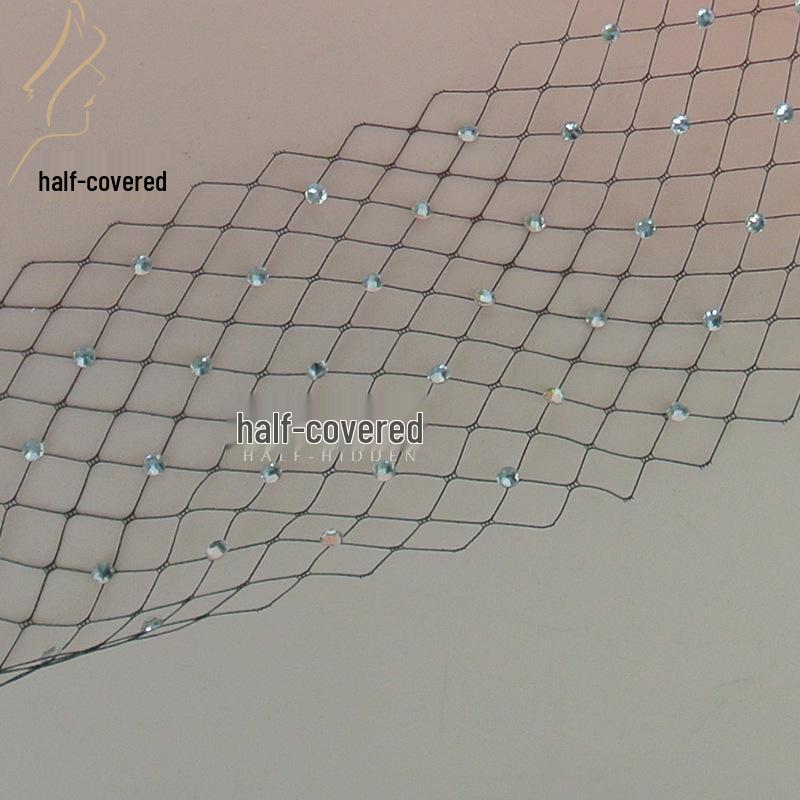 Ретро Британская Черная Маска для Глаз с Стразами - Ручная Работа Сетка Аксессуар для Волос