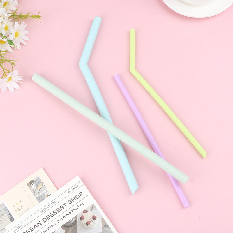 6Pcs Reusable Food Grade Silicone Straws Straight Bent Multicolor Drinking Straw For Children'S Party Bar Accessories