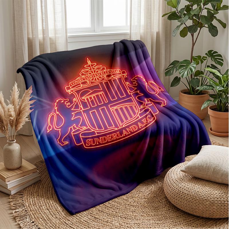 Sunderland Football Print Flannel Blanket, Soft Warm Lightweight Throw Blanket for Sofa Bed Camping