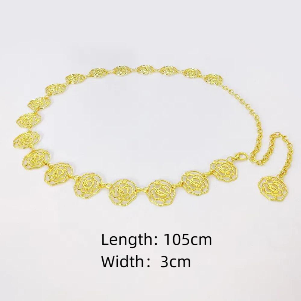 Hollow Out Metal Belts Adjustable Flower Chain Belt Fashion Metal Concho Belt Women
