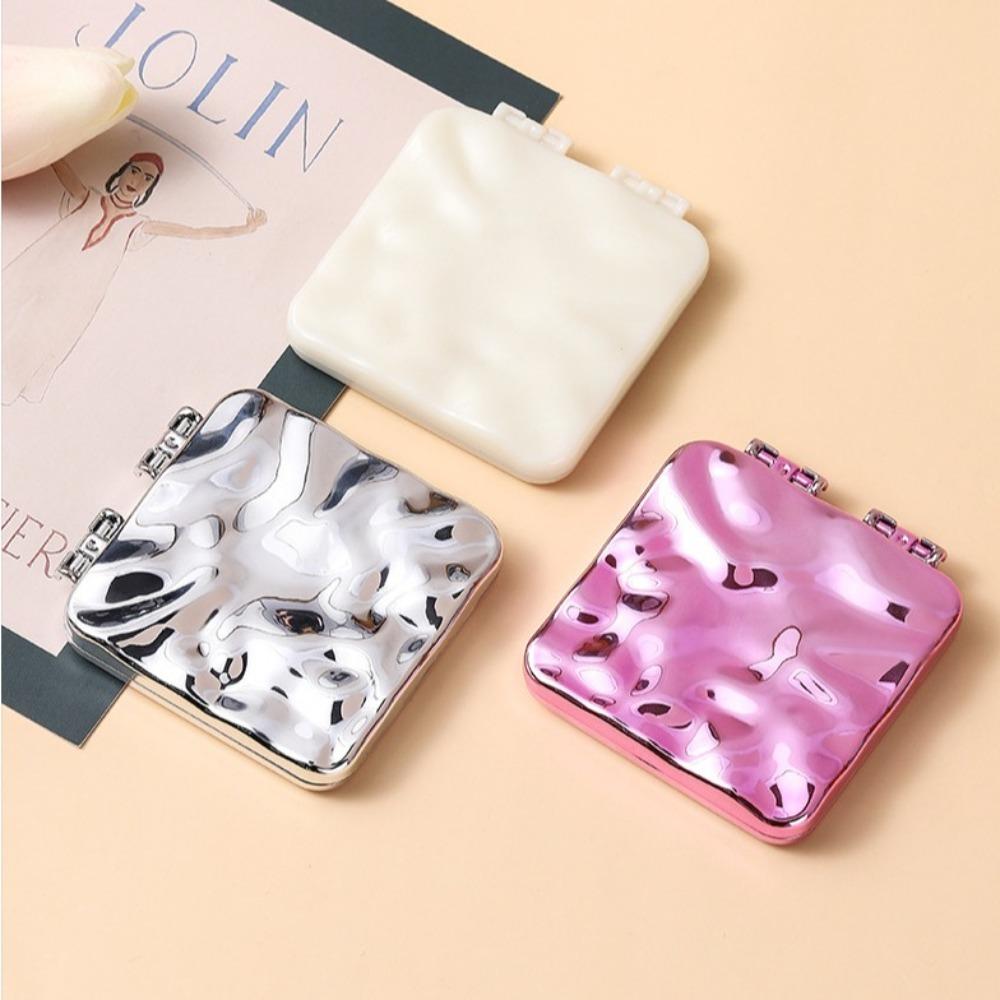 Square Foldable Plating Makeup Mirror Double-sided Compact Pocket Mirror  Travel Accessories