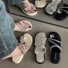 Универсальные темпераментные тапочки женские лето 2025 новая мода высококлассные сандалии-бабочки стразы открытый носок шлепанцы