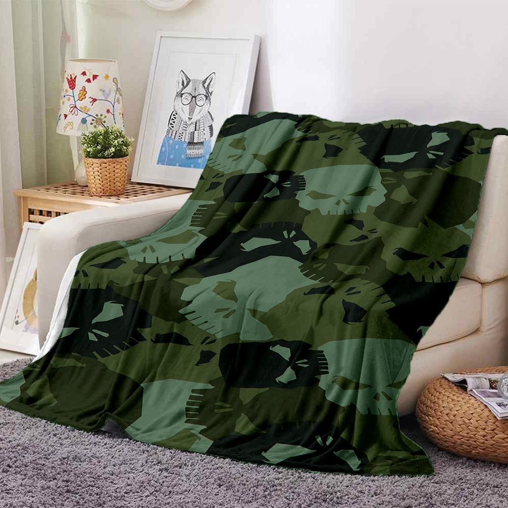 Skulls Camouflage Blanket Soft Throw Blanket For Home Bedroom Bed Sofa Travel Office Solid Christmas Blanket