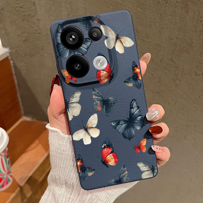 Мягкий силиконовый чехол с рисунком бабочки для Xiaomi 13t Poco X6 M6 Pro Redmi Note 14 13 12 11 10 Pro, противоударный кожаный текстурный однотонный чехол