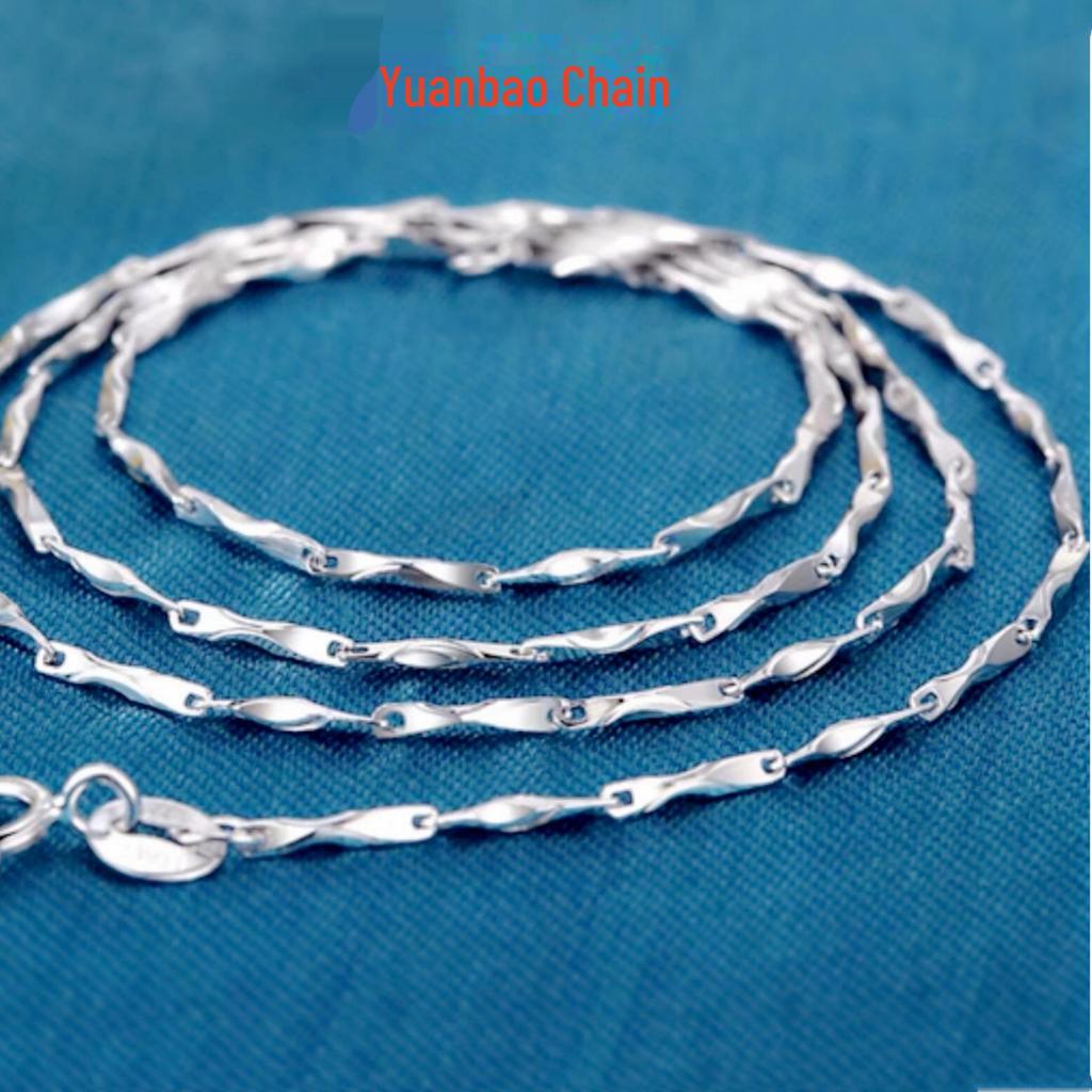 Универсальное серебряное ожерелье-цепочка на ключицу: Стили «Змеиная кость», «Волна воды», «Юаньбао».