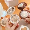 2-In-1 Mini Folding Hair Brush with Makeup Mirror Portable Travel Air Cushion Comb Women Girls Scalp Massage Detangling Brush