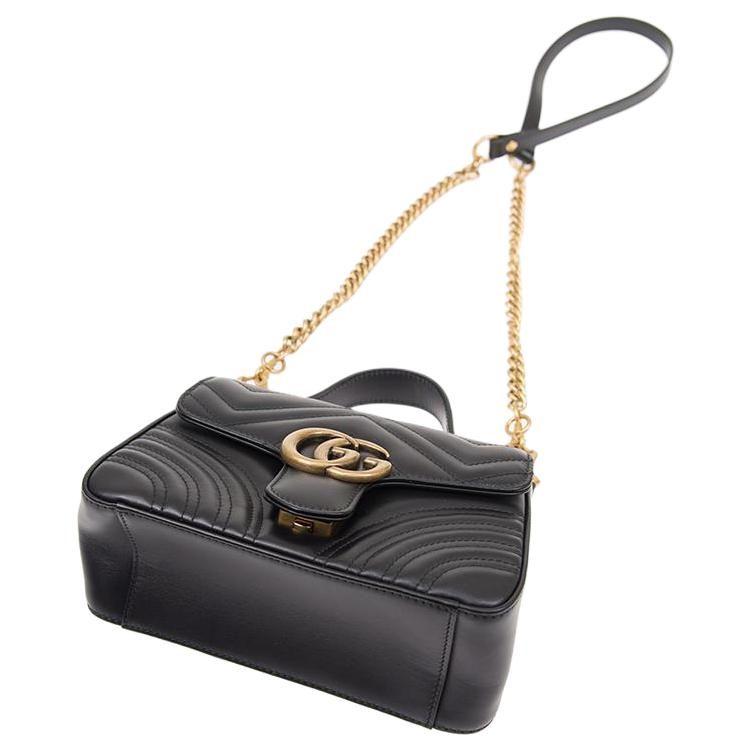 GUCCI GG Marmont Leather Handbag Mini Women's Black 547260-DTDIT-1000