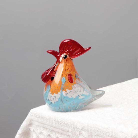 Ручная работа, фигурка петуха с цветной глазурью, статуэтка курицы в деревенском стиле, реалистичная скульптура животного, украшение для полки, рабочего стола в доме и офисе