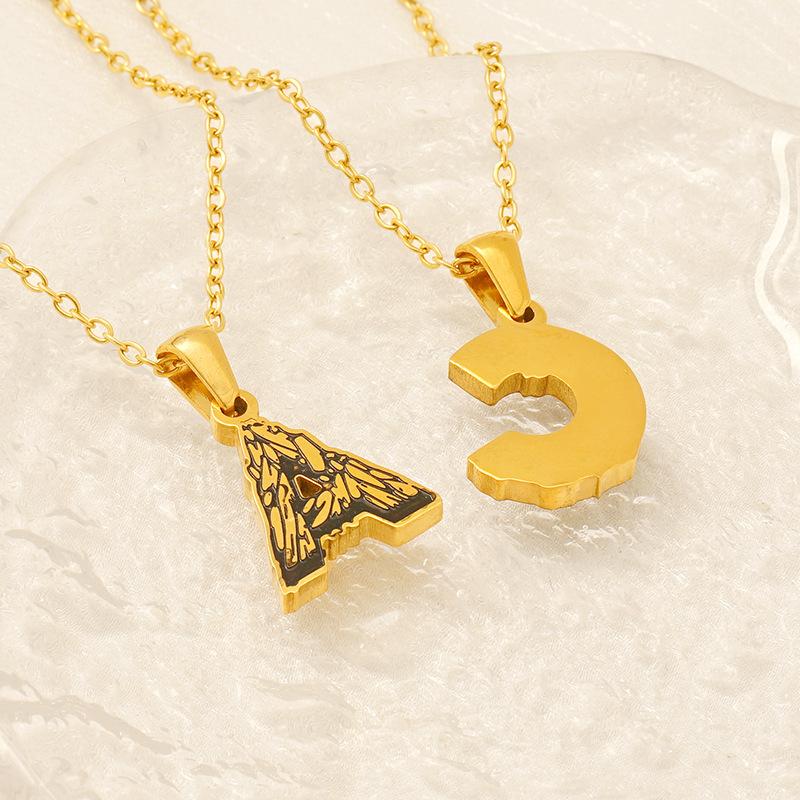 Горячий узор коры Уникальная подвеска с буквой Модная повседневная из нержавеющей стали с золотым покрытием Ожерелье с буквой Женское