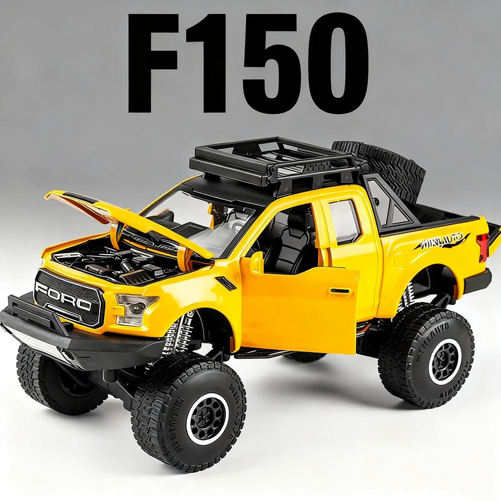 Масштаб 1/32 Raptor F150 Модели Автомобилей Игрушки Литой Сплав Пикап Металлический Кузов Резиновые Шины со Звуком и Светом Транспортные Средства Игрушечные Подарки для Детей