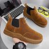 Fashion Faux Suede Leather Men's Boots Autumn Winter Casual Shoes Slip-On Chelsea Boots New Tide Shoes for Men Ankle Martern Booties