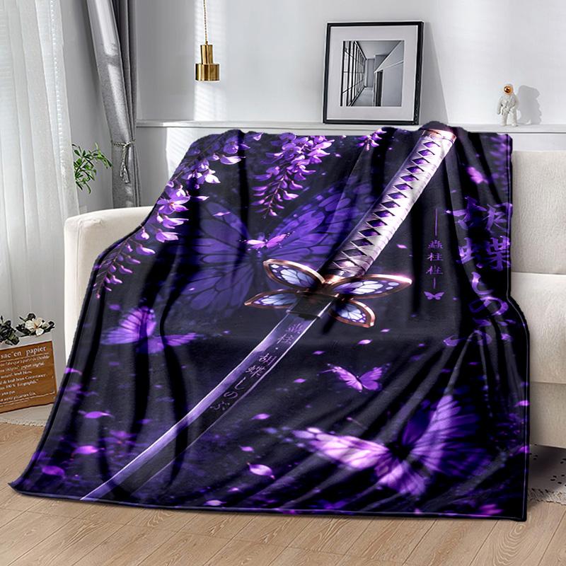 Demon Slayer Kochou Shinobu printed throw blanket—lightweight,soft,warm;versatile blanket for all seasons—perfect as &air-conditioning throw,nap blank