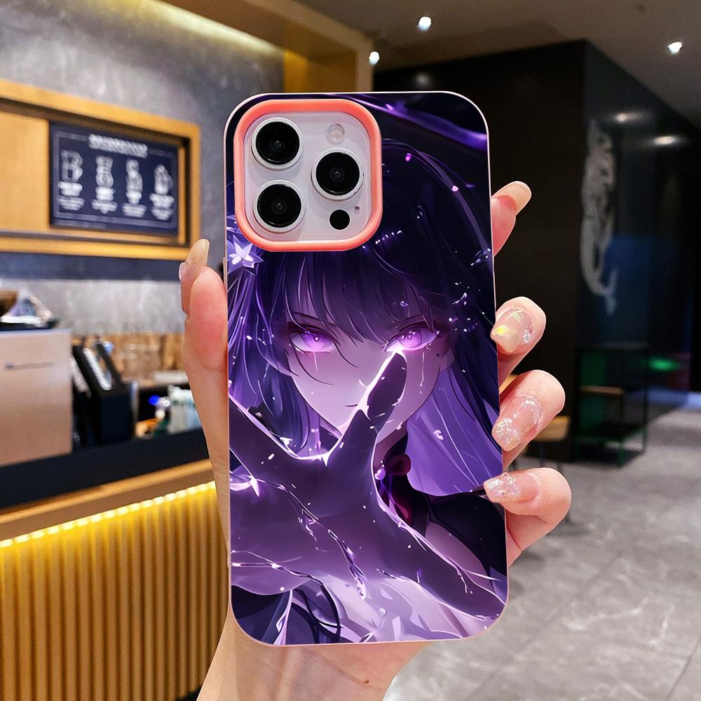 Игровой чехол GI Raiden Shogun Jelly Двухслойный Розовый для мобильного телефона iPhone 17 16 15 14 13 12 11 Air Pro Max Plus Защитный