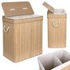Soren Bamboo Laundry Basket, 2 Compartments, Natural
