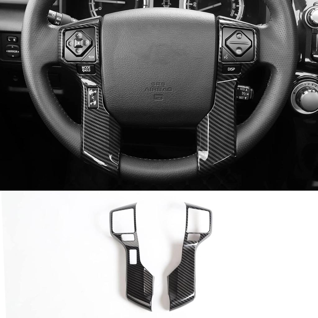 Voodonala for 4runner Steering Wheel Cover Decoration Trim fit Toyota 4runner SUV 2010-2019(Carbon Fiber Grain)