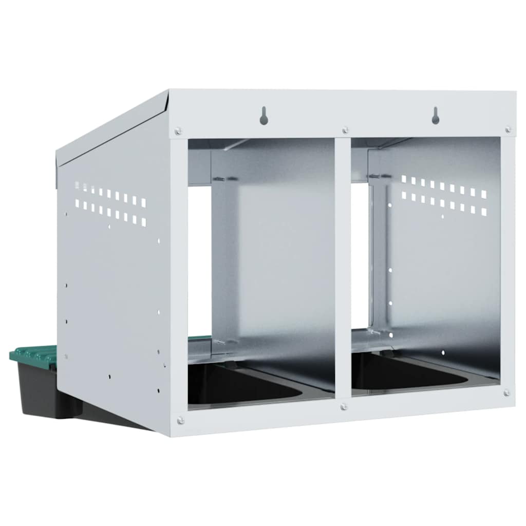 Chicken Nesting Box 2 Compartment Wall Mounted Design Galvanized Steel