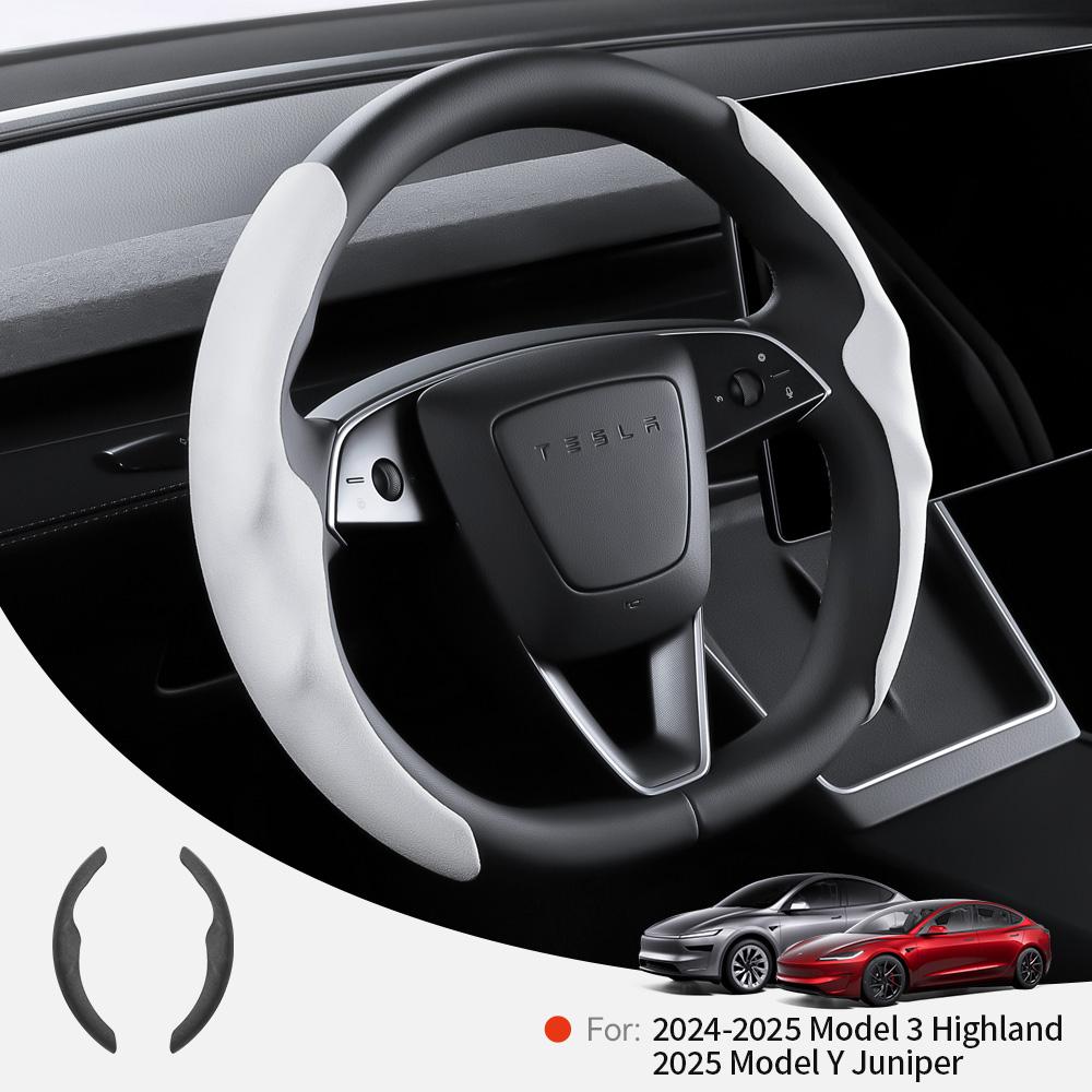 YZ Для Tesla Model 3 Y Highland Juniper 2026 Замшевый бархат Чехол на руль автомобиля DIY текстура из углеродного волокна Спортивный руль
