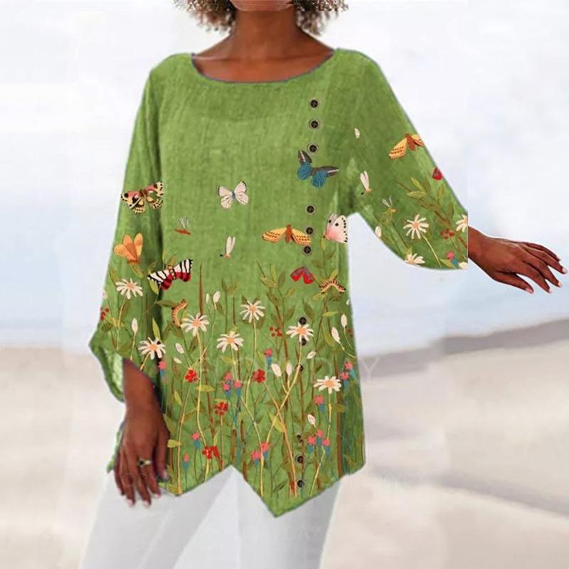 QICED Women's Fashion Casual 3/4 Sleeves  V Neck Blouses & Shirts