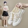 Women's Canvas Shoes Summer New Platform Increased Closed Toe Sandals Fashion Casual Hollow Out Tied White Shoes