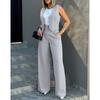 Women's Fashion Casual Suit Vest Sleeveless Wide-leg Pants Casual Suit