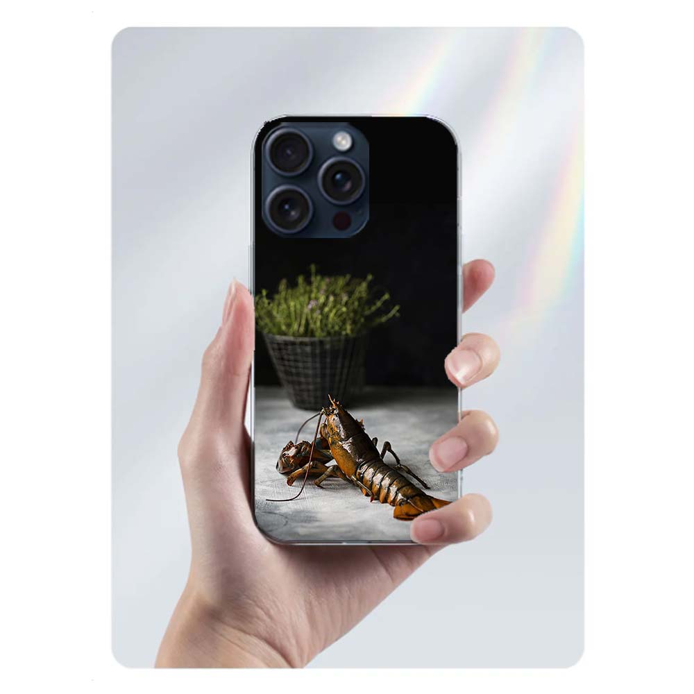 Прозрачный чехол для телефона с живым лобстером для iPhone 17 Air 16 Pro Max 15 Pro 14 Plus 17E 16E 11 13 12 Mini Чехлы Fundas Cell TPU Capa