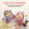 Bunny Easter Basket Long Ear Easter Bucket Candy Gift Bag Plush Basket  Kids Gift