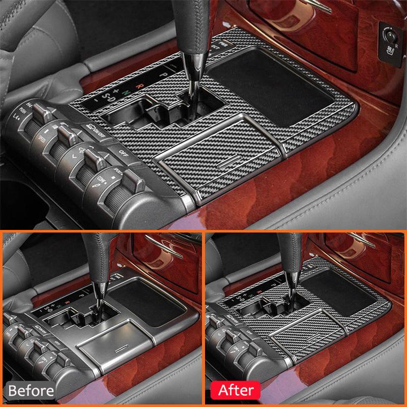 For Lexus LX 2008-2015 Accessories Carbon Fiber Auto Central Console Gear Shifter Panel Cover Trim Decoration Interior Sticker