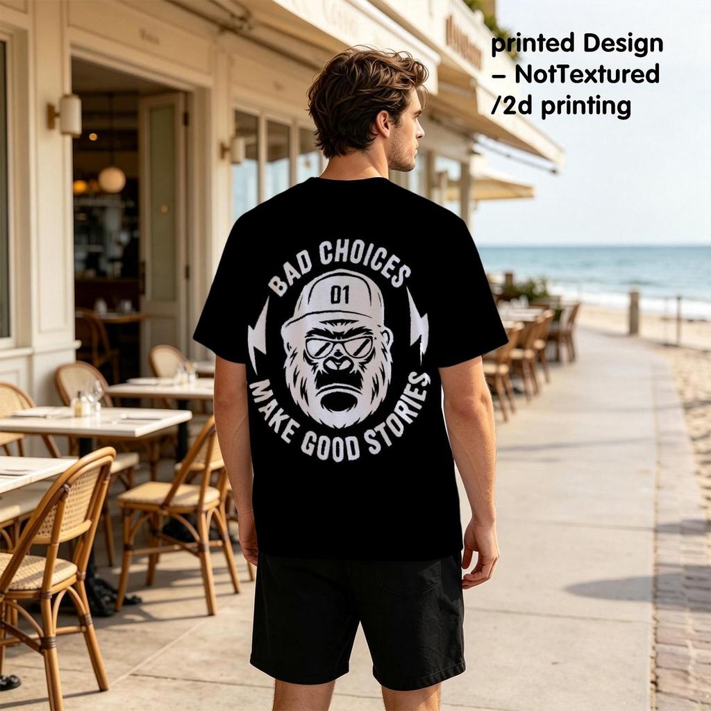 Men's 2D Printed Funny Monkey Design T-Shirt - Minimalist Stylish, Soft & Comfortable for Daily Casual Wear