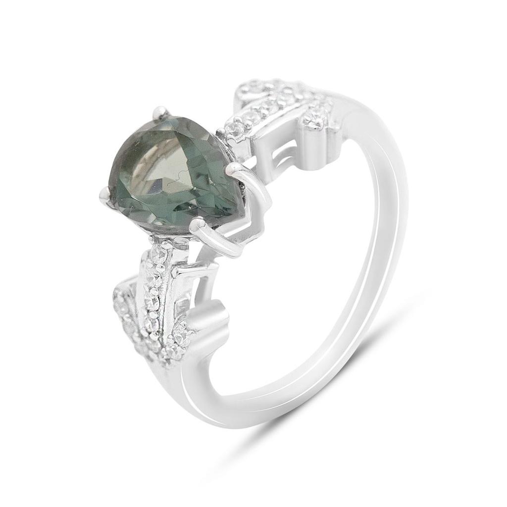 Silver Ring with London Blue Topaz 1.938ct, Cubic Zirconia, Product Weight 3.41 G (2151814)