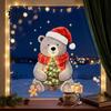Seasonal Window Art for Home Christmas Bear Static Clings, Cute Holiday Glass Decals, Waterproof PVC Indoor Outdoor Decor Stickers Store Doors