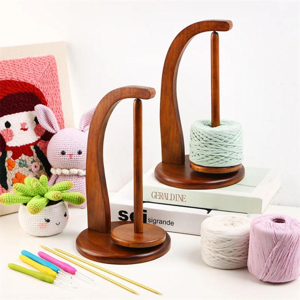 Rotating Wooden Yarn Holder Spinning Yarn Stand Knitting Tool Thread Spool Crochet