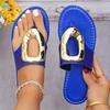 Fashion 2025 Summer New Women Slippers Fashion Luxury Slippers Fashion Outdoor Flat Shoes Women Beach Metal Sandals Female Slides Women