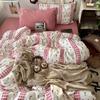 Cartoon Pattern Printed Super Soft Bedding Sets Washed Cotton Cozy Breathable Bedsheet with Pillowcase Adult Child Comfort Set
