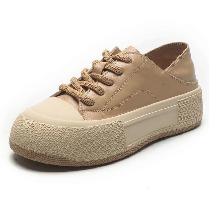 Женские кроссовки на платформе из натуральной кожи, весенние повседневные вулканизированные туфли, женские осенние туфли на толстой подошве в стиле ретро для скейтбординга