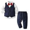 YUBAOEBI 4PCS  Boys Tuxedo Suit Tie Shirt Vest Pants Formal Outfit Set Boys Wedding Colthes Children Clothing