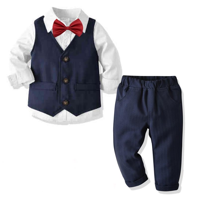YUBAOEBI 4PCS Boys Tuxedo Suit Tie Shirt Vest Pants Formal Outfit Set Boys Wedding Colthes Children Clothing