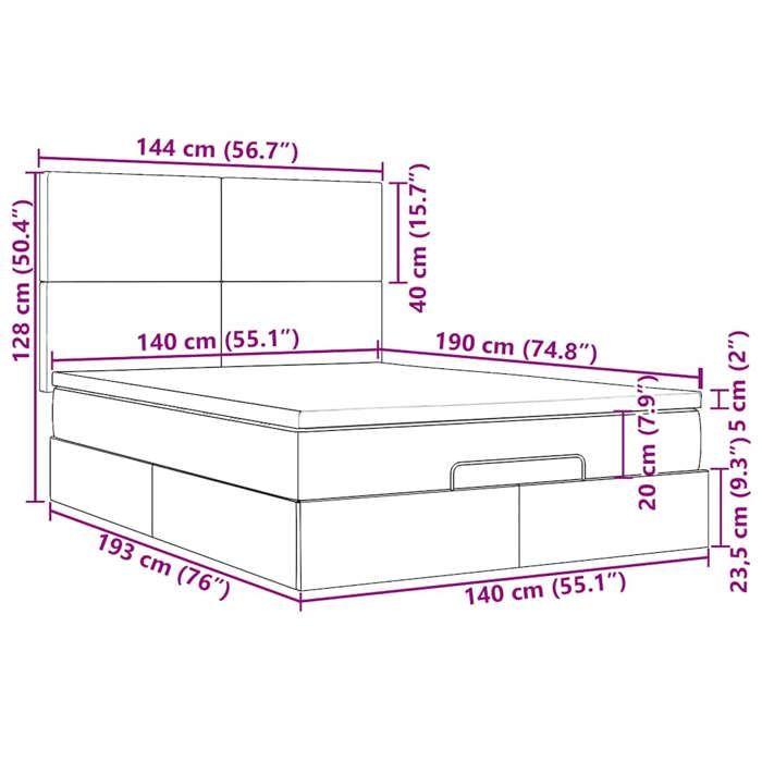 VidaXL Cadre de lit ottoman avec matelas vert foncé 140x190 cm velours, cadre de lit, cadre de lit rembourré, cadre de lit 3313400
