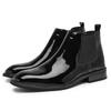 Fashion Hot Men Chelsea Boots Soft Patent Leather Wedding Dress Shoes for Male Flat Formal Business Ankle Fashion Trends Street High-end