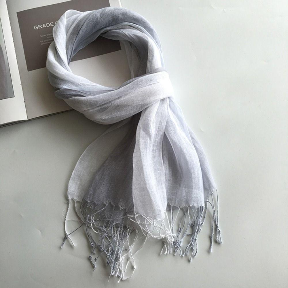 Lightweight Pure Linen Scarf Sun Protection Shawl Wrap Pure Neck Scarf Daily Wear