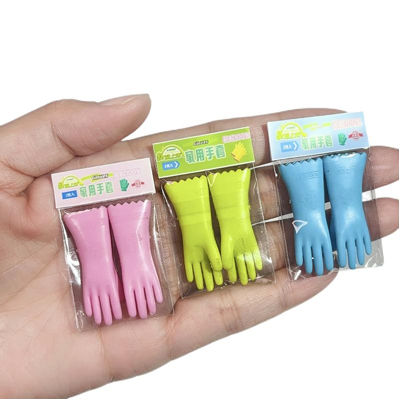 1 пара резиновых перчаток для кукольного домика, имитация длинных перчаток для уборки, декор для кукольной кухни 1:12 Аксессуары для мебели для кукольного домика