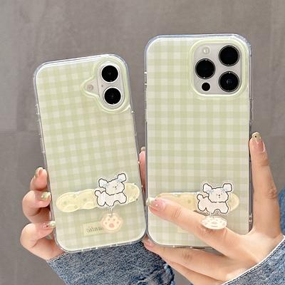 Милый мультяшный IMD чехол-подставка в стиле инс для iPhone 16 15 14 13 Pro Max Защитная задняя крышка