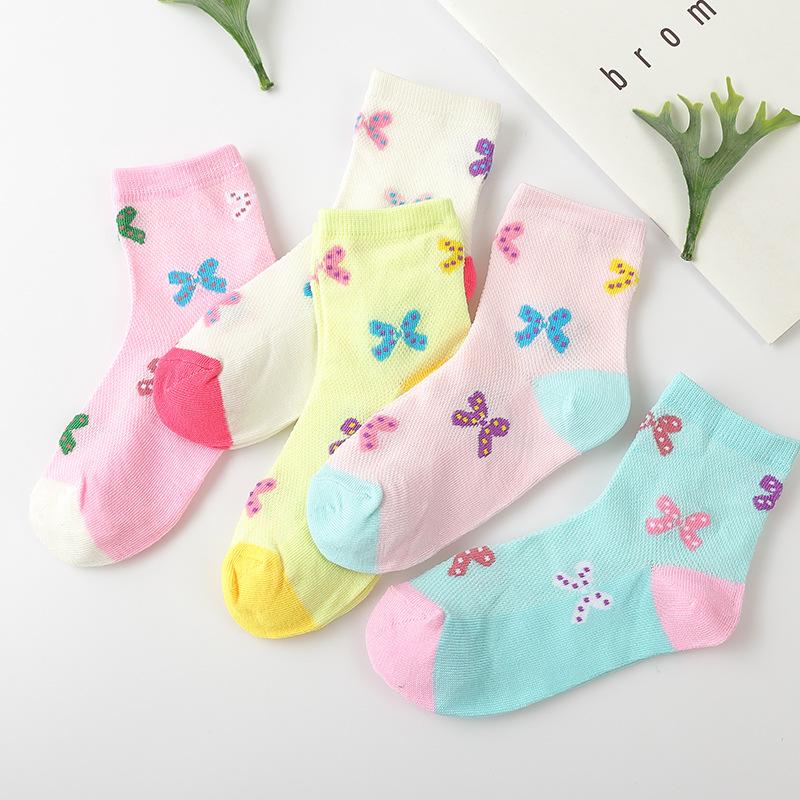 5 пар детских летних носков с рисунком дышащей сетки, детские носки с милым медведем для мальчиков и девочек