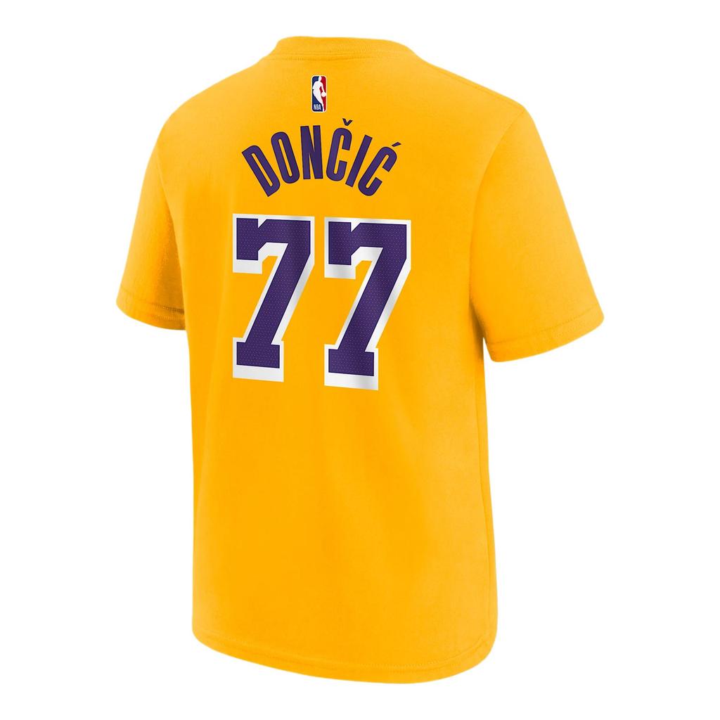 Nike Футболка Los Angeles Lakers NBA Лука Дончич Удобная Приятная к коже Простая Цифровая Буквенная С коротким рукавом Детские Топы Желтый Z2B7BCMWLAKLD-NFG